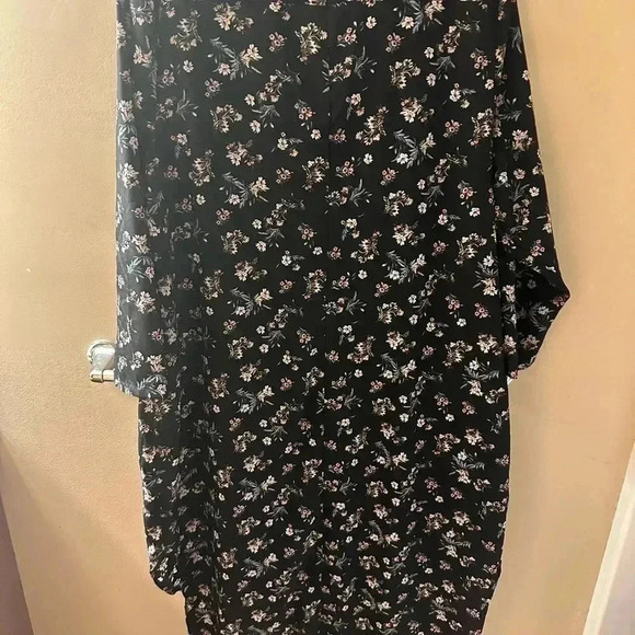 Button Up Floral Black Dress High Low 2XL - Picture 6 of 9